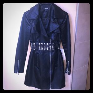 BEBE trench coat- Black with studded belt! Hot🔥🔥