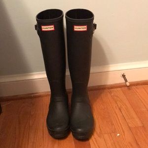 Matte black hunter boots