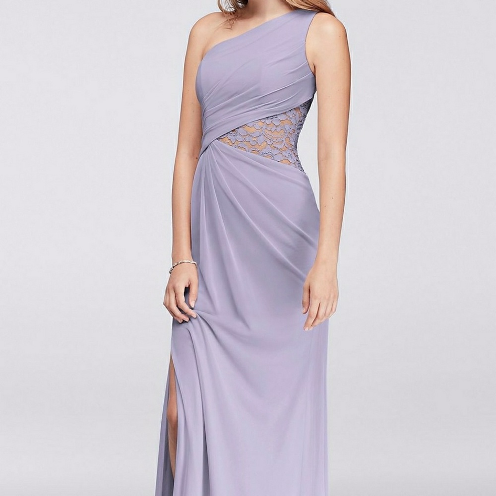 One shoulder Mesh bridesmaid dress