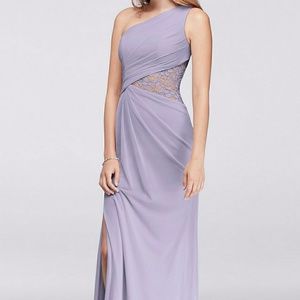 One shoulder Mesh bridesmaid dress