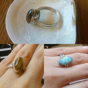 Happy hour larimar/ambar ring