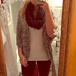 Cardigan, scarf, and T