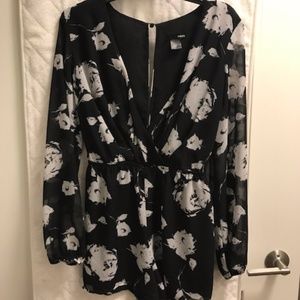 Long sleeve black and white romper