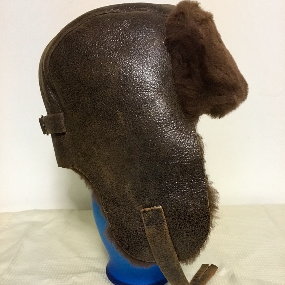 100% Shearling Aviator Hat Size XL in Brown
