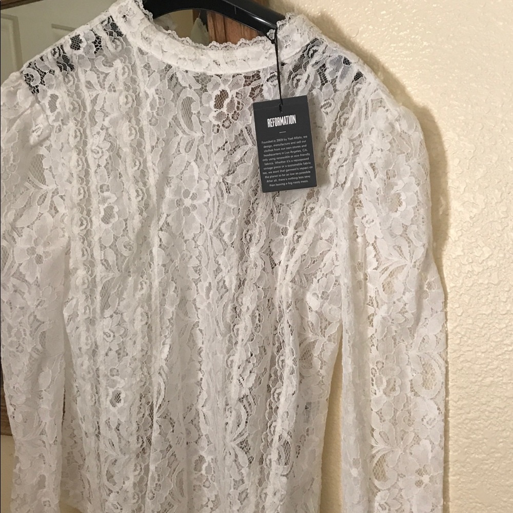 Reformation white lace top