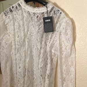 Reformation white lace top