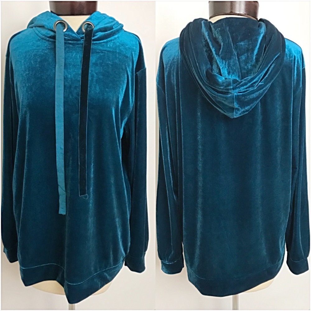ICED BLUE Soft Velvet Hoodie SML - Picture 2 of 7