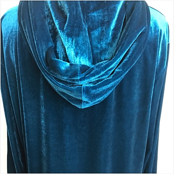 💙BLUE ICE Stunning Velvet Hoodie Teal SML - Picture 5 of 7
