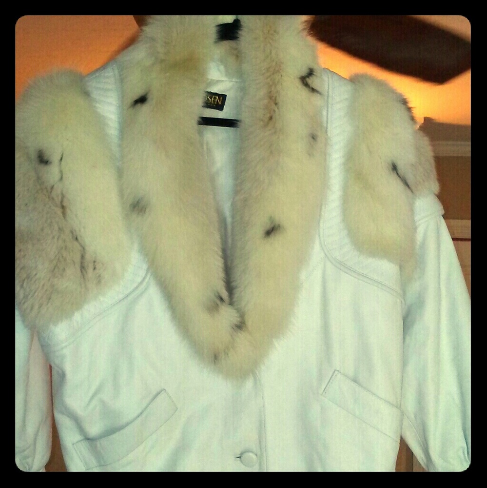 Chosen couture leather/ fur coat