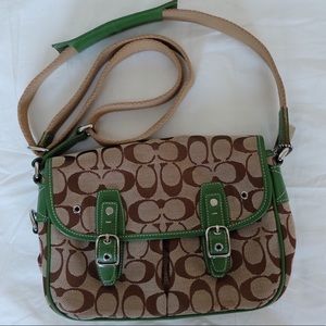 💯Rare Authentic Vintage Coach Green Messenger Bag