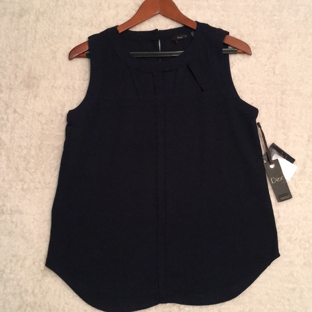 *NEW* Dex Navy Sleeveless Top with Cutouts