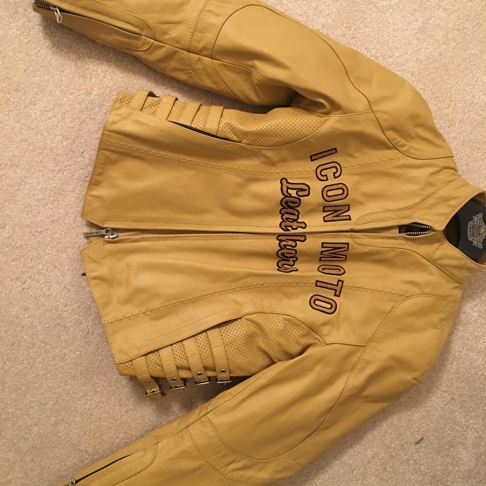 ICON women’s leather motorcycle jacket.