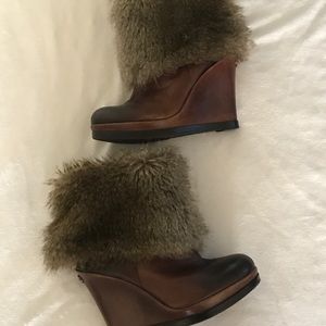 Vince Camuto leather and faux fur booties