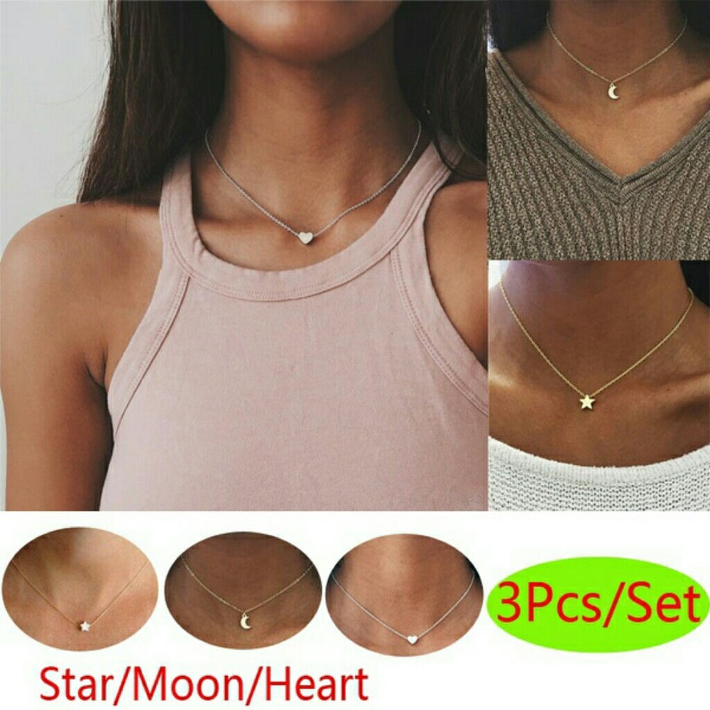 moon+star+heart Neclace