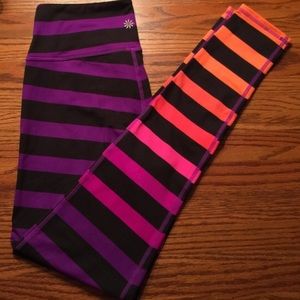 Athleta sz Small bold stripe chaturanga tights EUC