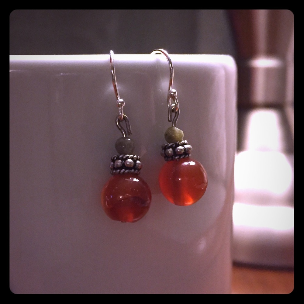 Sterling silver orange agate earrings