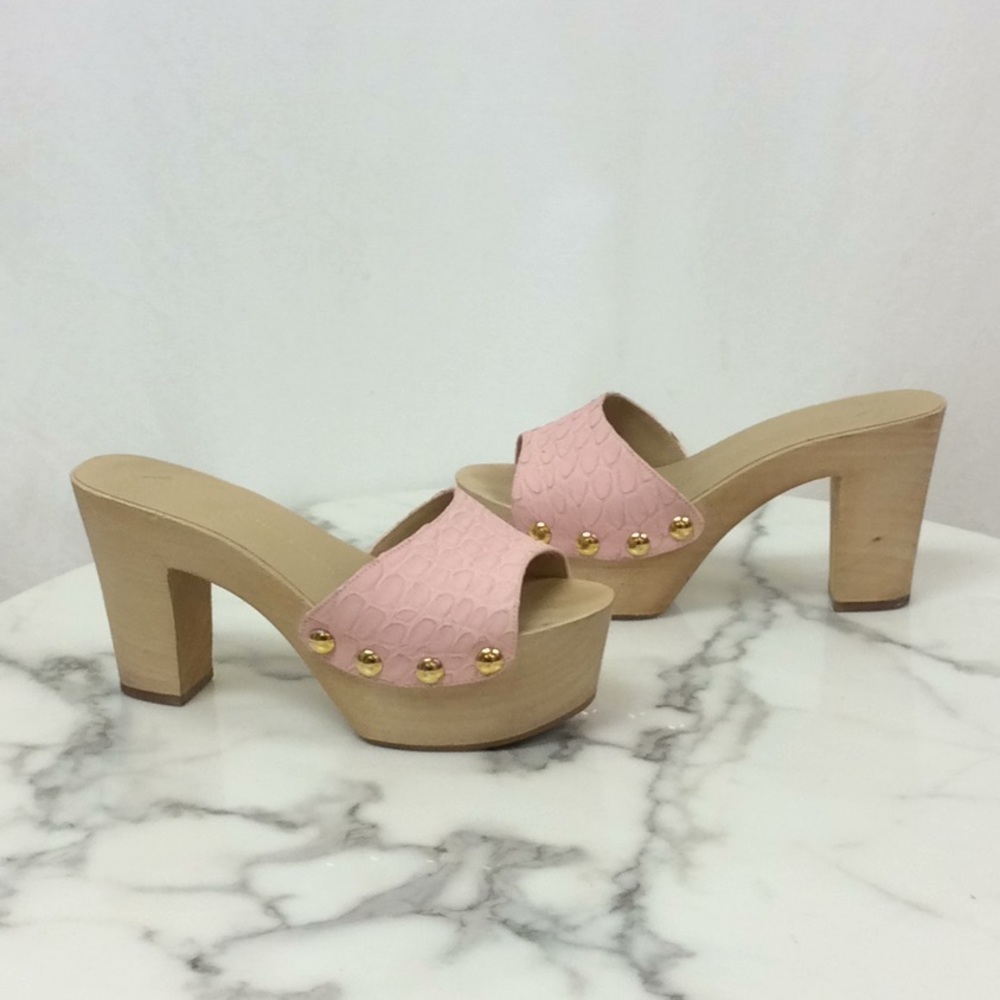Giuseppe Zanotti Pink Croc Embossed Leather Slides