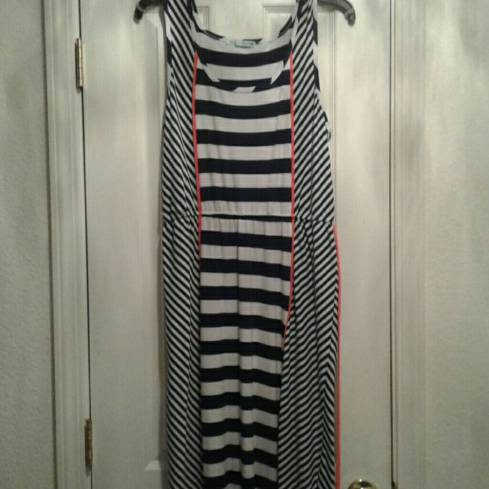 Striped and Orange Maxi Dress