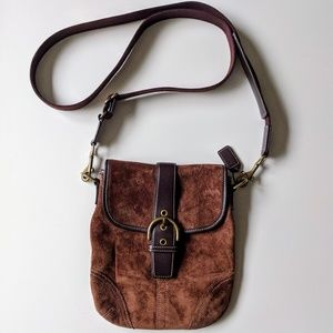 Coach brown suede crossbody