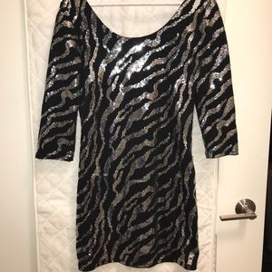 Black and silver sequin mini dress