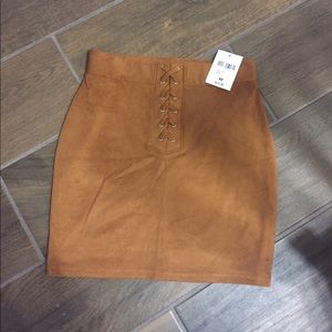 Faux suede lace up skirt