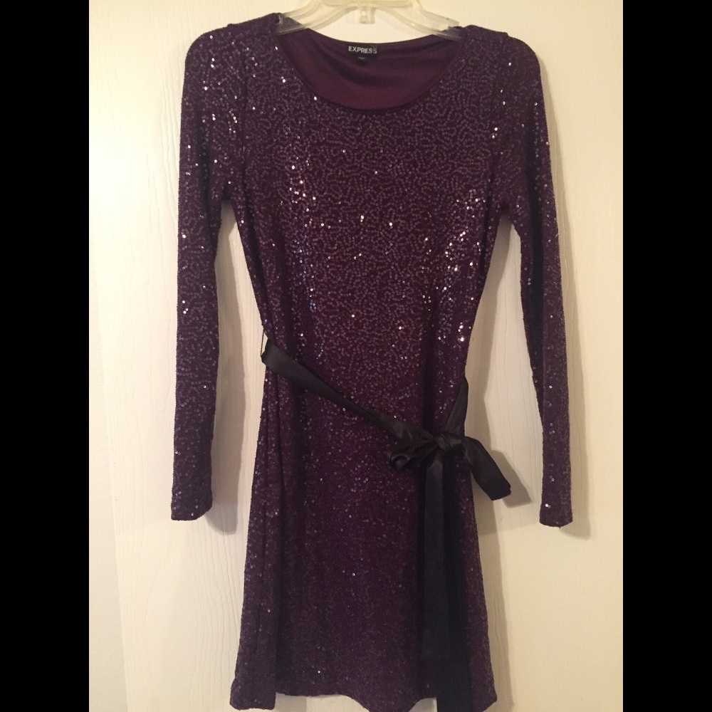 Express Plum/Purple Sequin Cocktail Dress