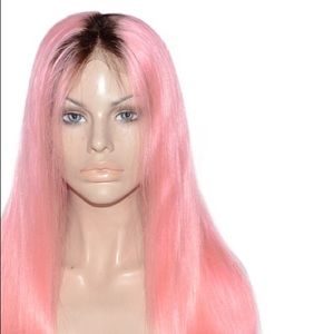 Full Lace 1b/ pink Straight Wig 24” 150% Density