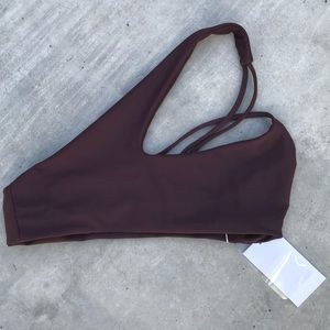 NWT!! Mikoh One Shoulder Eggplant Bikini Top