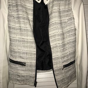 black&white tweed&leather Jacket