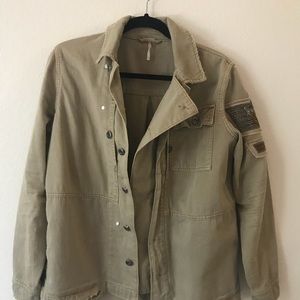 FP Womens Luxe Bead Embellished BF Military Jacket