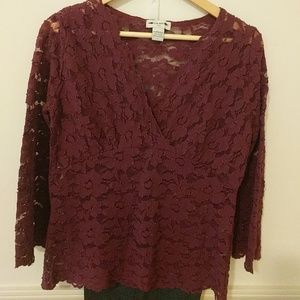 Graceful burgundy/wine lace blouse