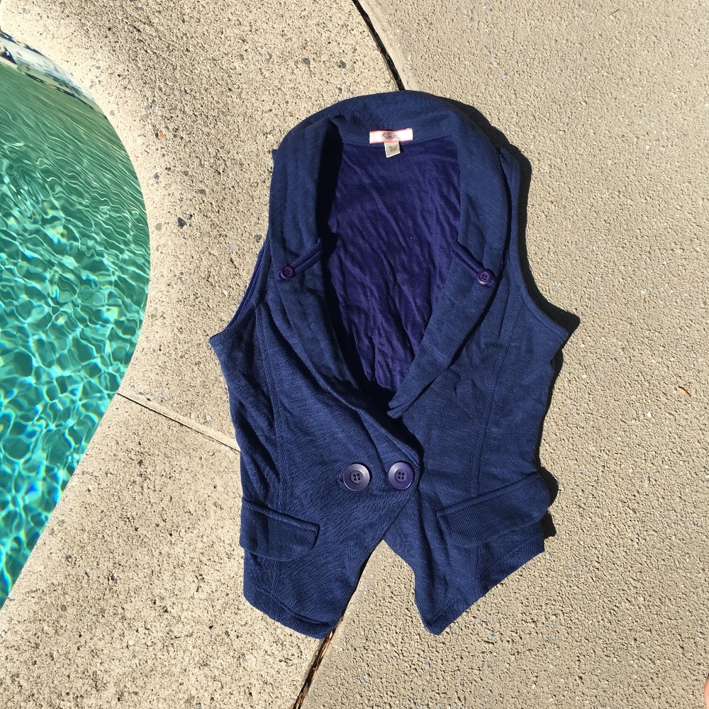 Navy Lux Knit Crop Vest