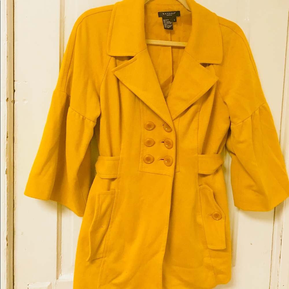 Sandro yellow quarter sleeve jacket size small