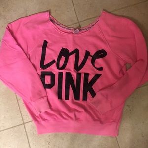 Off Shoulder Pink Sweatshirt
