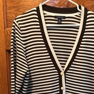 Lands End chocolate brown button cardigan.