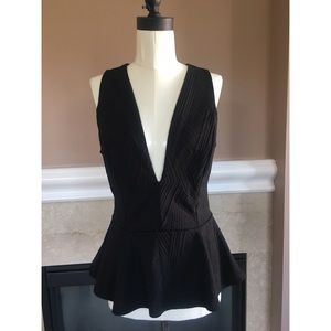 Deep V Textured Peplum Top