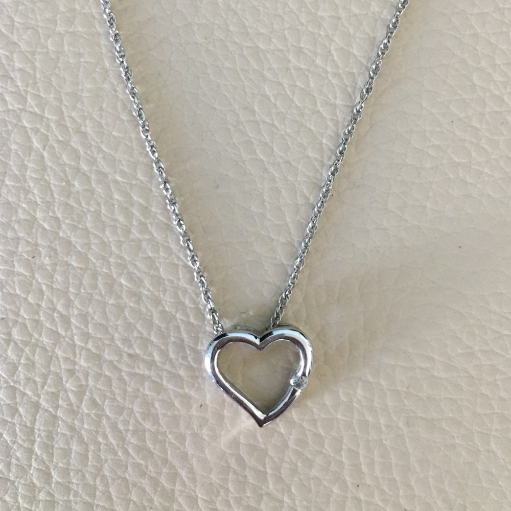 White Gold & Diamond Heart Shaped Necklace