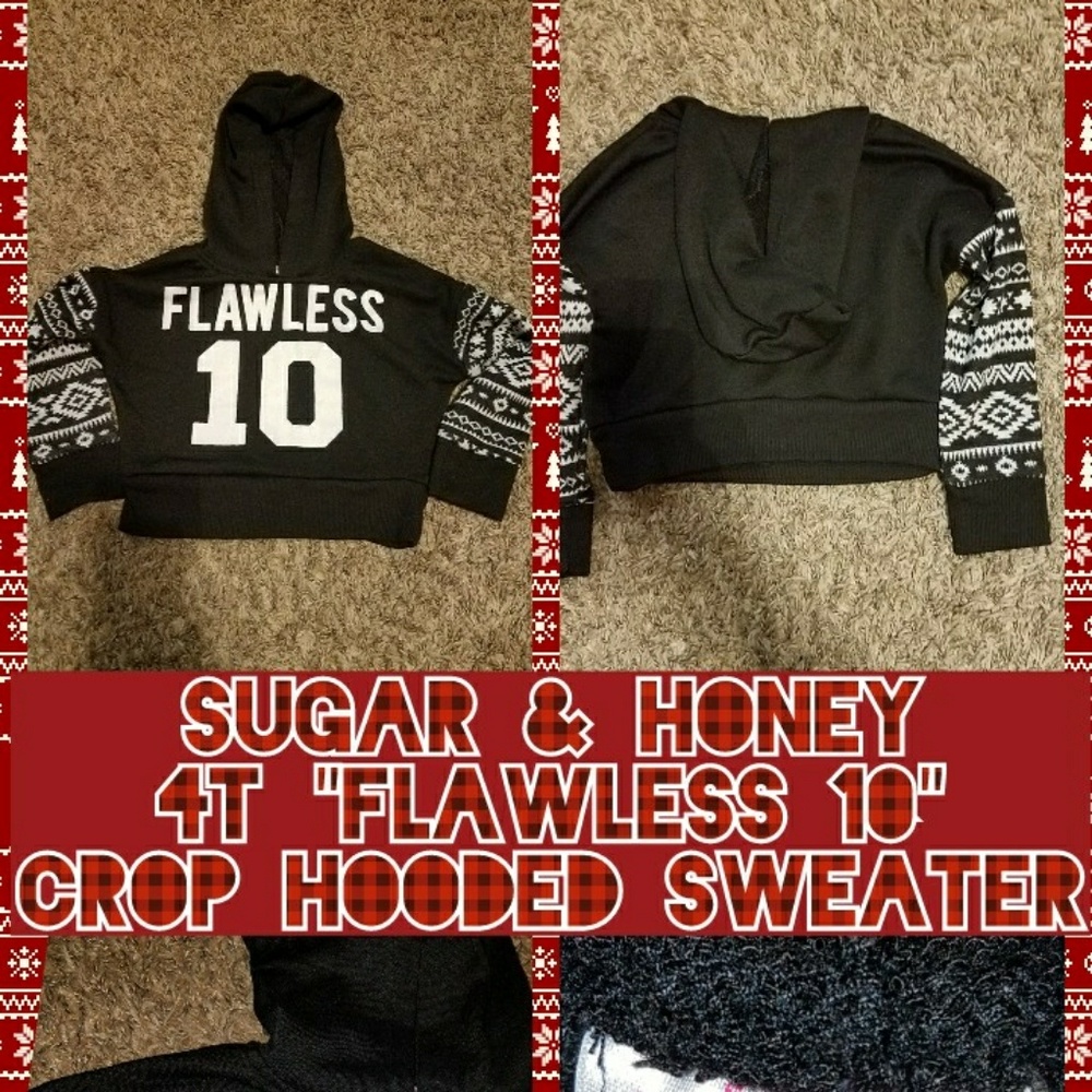 EUC Toddler Girl 4 Black Cropped Hooded Sweater