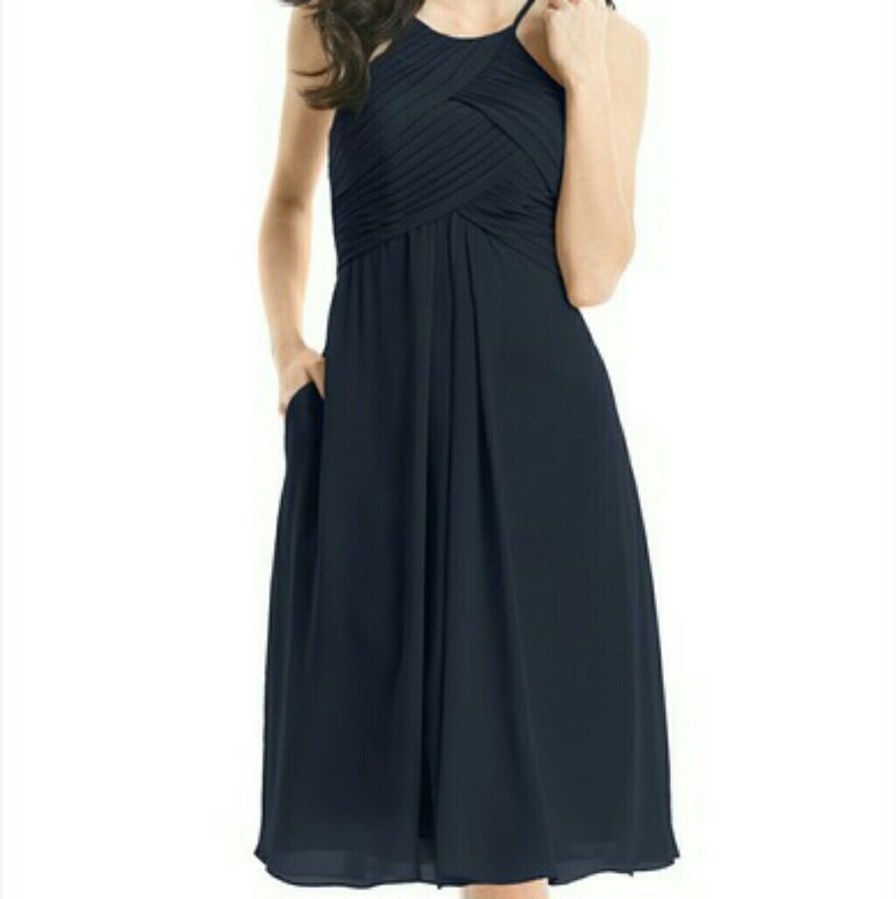 Azazie Navy Blue Size 6 short dress