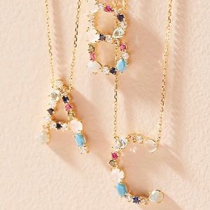 Anthropologie Monogram Gem Necklace (“R” ; “J”)