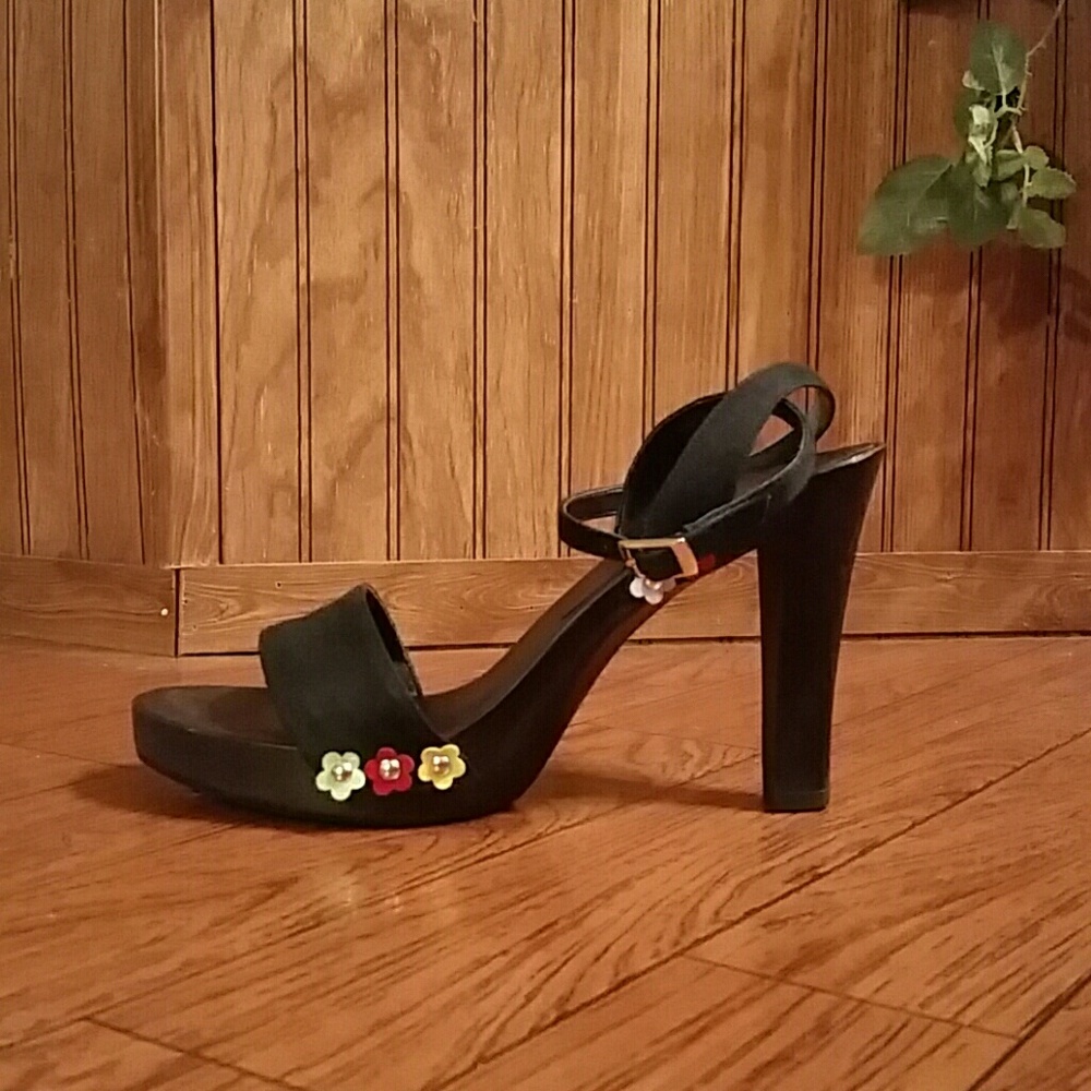 Navy Floral Detail Colin Stuart Ankle Sandal Shoe