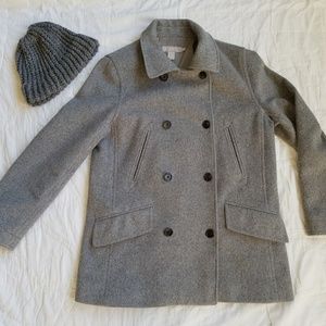 * SOLD* J. Crew Pea Coat Gray Petite Small PS