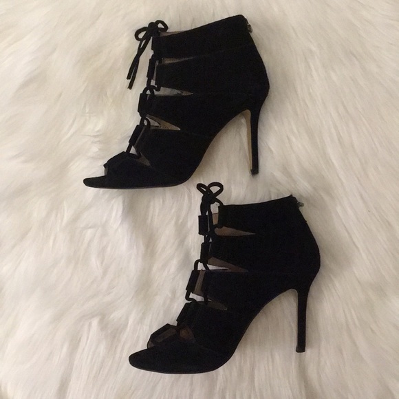 Ann Taylor Shoes - Ann Taylor Black Suede Lace Up Heels size 6.5