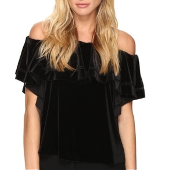 3 for $25 SALE Rachel Zoe Velvet Off Shoulder Top - Picture 3 of 8