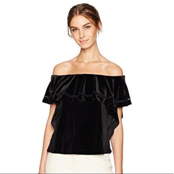 3 for $25 SALE Rachel Zoe Velvet Off Shoulder Top - Picture 4 of 8