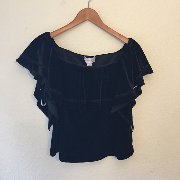 3 for $25 SALE Rachel Zoe Velvet Off Shoulder Top - Picture 7 of 8