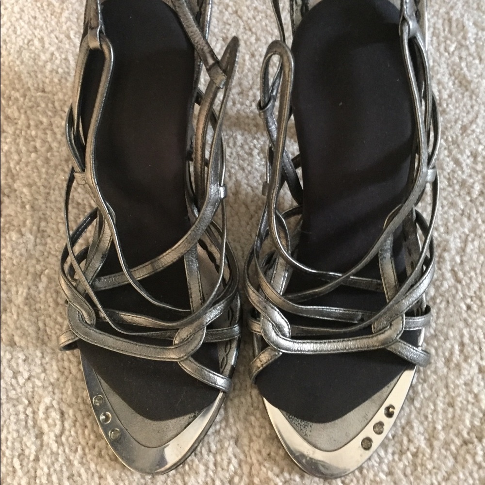 Bebe gunmetal steeply heel