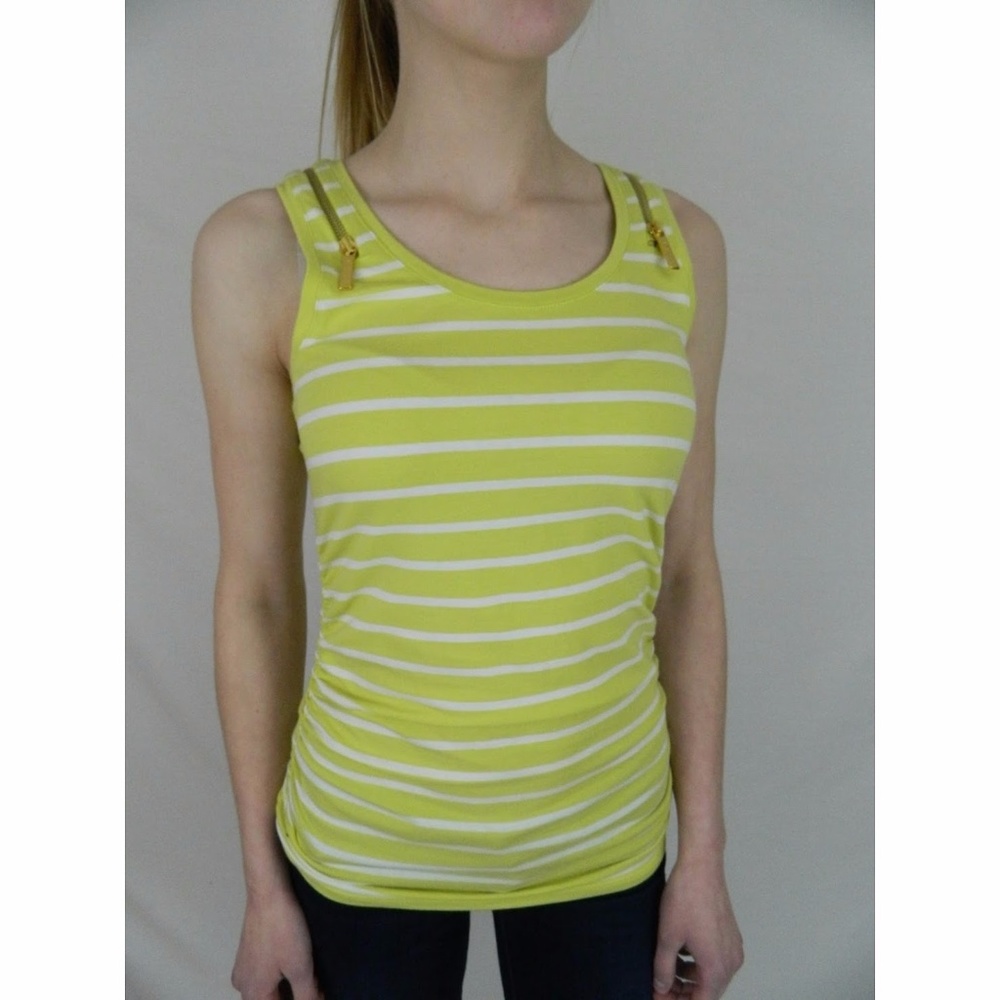 Micheal Kors Green & White Stripex Tank Top