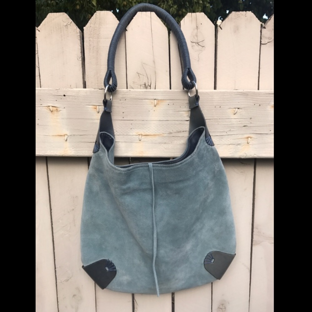 Claudio Orciani Light Blue Suede Handbag