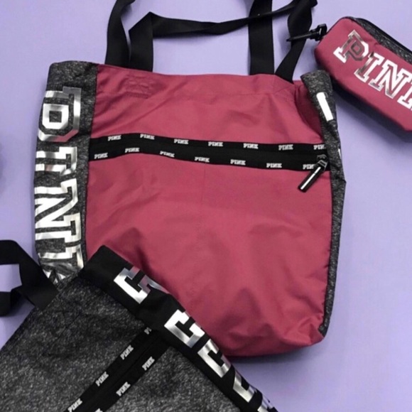 Pink Victoria Secret Tote With Tech Pouch - Picture 3 of 5